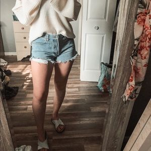 Hand cut Levi Strauss light wash denim shorts!